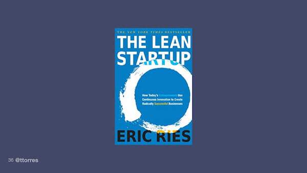 A photograph of the book cover of The Lean Startup 
