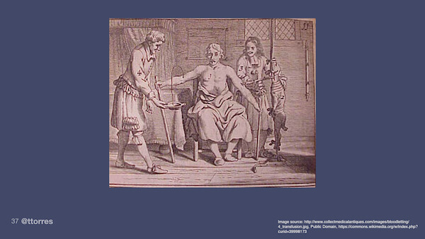 An illustration of bloodletting